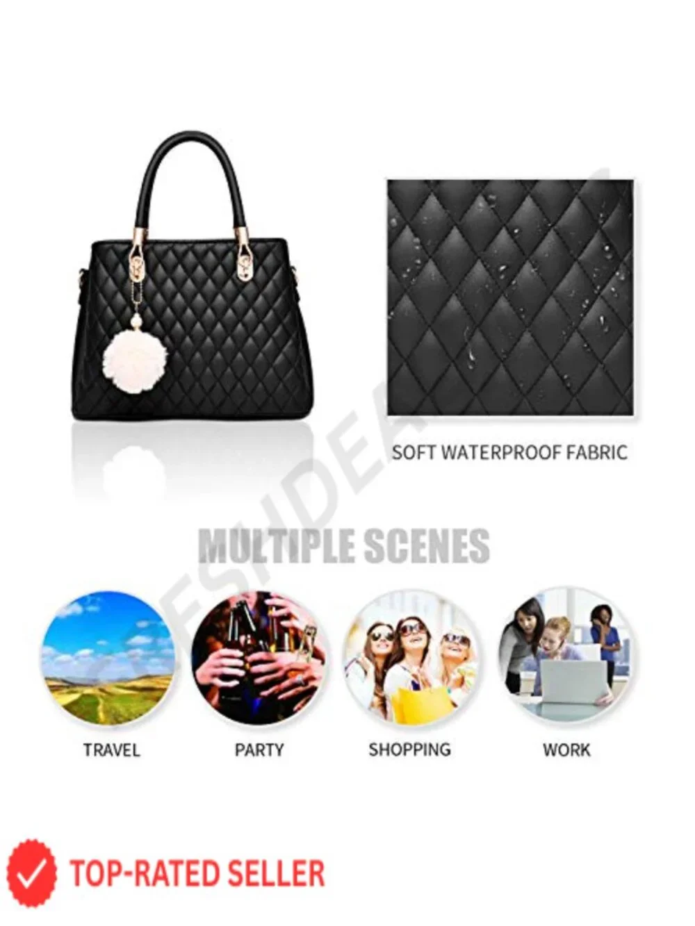 Womens Satchel Handbag Leather Purse Top-Handle Tote Shoulder Bag Crossbody